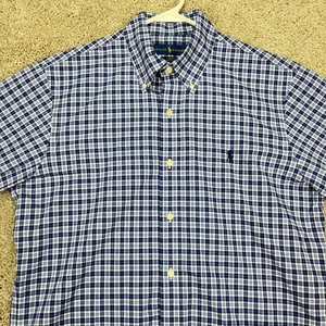 Ralph Lauren Mens Slim Fit Blue Pony Plaid Button Down Long Sleeve Shirt Casual - Picture 1 of 9