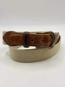 Cintura COACH in lino e pelle marrone naturale 34 3880 fibbia uomo o unisex - Foto 1 di 6