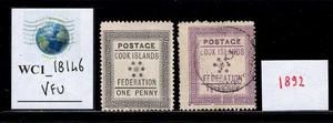 WC1_18146. NEW ZEALAND: COOK ISLANDS. Valuable 1892 stamps. Sc. 1,2. Used - Picture 1 of 1