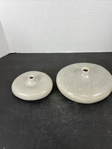 ASA Selection Germany Pottery Cream Crackle Glaze Stoneware Flat Vases MCM - Picture 1 of 7