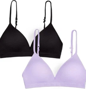 Girls' Big Seamless Soft Cup Bra, 2-Pack, Lilac Whisper/Black Hue, 38 - Picture 1 of 7