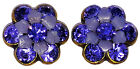 Michal Negrin Flower Stud Earrings Purple Swarovski Crystals Rhinestones Daisy