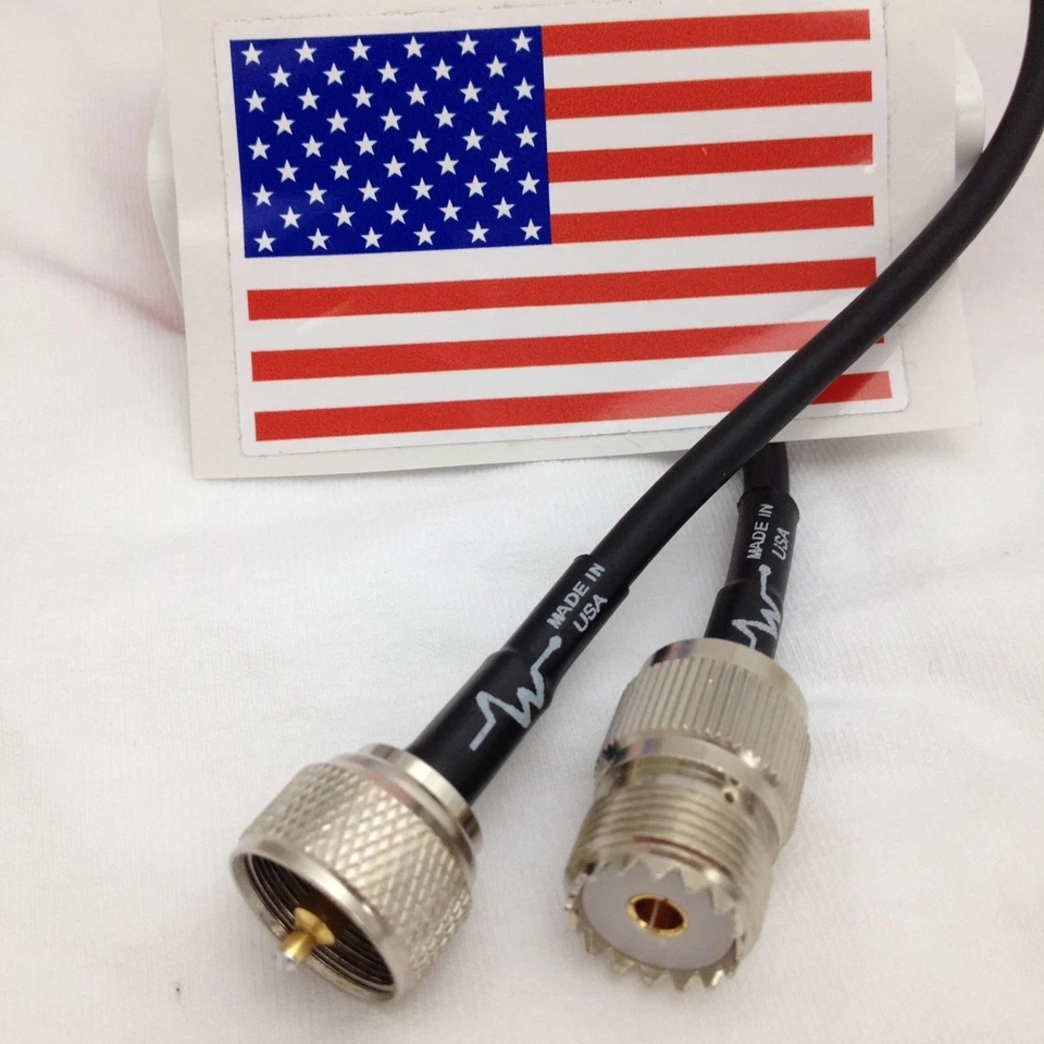20' PL-259 UHF SO239 HAM CB VHF RF RG58A/U L-195 Coax Antenna Extension Cable US - Image 1 of 1