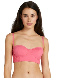 Nuevo con etiquetas Top de bikini Kate Spade sólidos con aros ajustados rosa nube pequeño S - Imagen 1 de 5