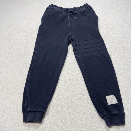 Felpa uomo Thom Browne blu 4 bar grossa nido d'ape piqué joggers taglia 2 M