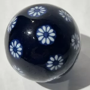 Vintage 1980er chinesische Keramik blau und weiß Kugel Kugel Ornament 3" Floral - Bild 1 von 7