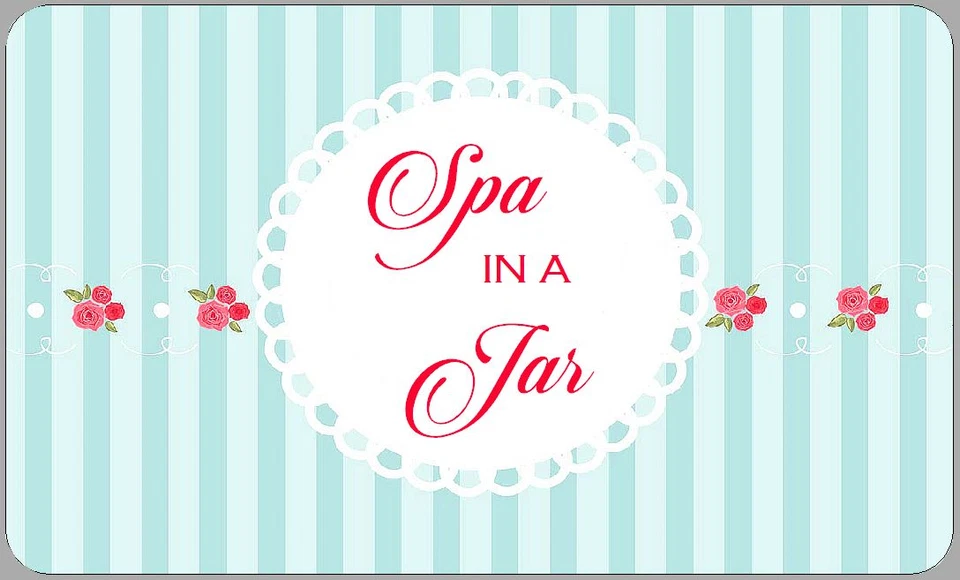 THE LITTLE LABEL COMPANY 21 x Homemade Spa in a Jar Stickers Handmade Natural Beauty Gift Labels Striped