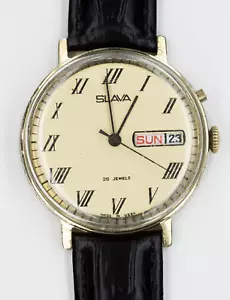 Vintage SLAVA Mechanical Men's Wrist Watch 26 jewels USSR - Picture 1 of 9
