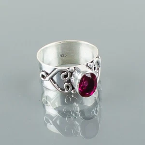 Pink Rubellite Gemstone 925 Sterling Silver Ring Handmade Jewelry Ring For Gift - Picture 1 of 3