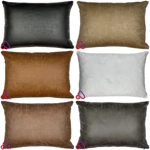 Rectangle Faux Distressed Leather Cushion With Removeable Insert Sofa Bed Decor - Picture 1 of 6