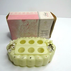 Soporte de lápiz labial vintage barra de labios decorada para Menda's flores amarillas pedrería - Imagen 1 de 6