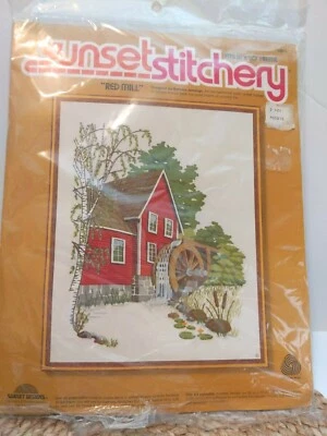 Sunset Stitchery Red Mill Embroidery Kit 16 x 20 frame - Image 1 of 4