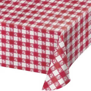 Red Gingham Tablecover Plastic 54x108 - Picture 1 of 1