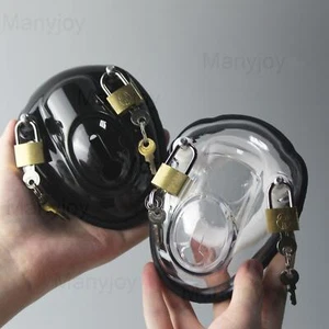 Male Plastic Chastity Devices Cock Cage Penis Lock Bondage Sex Toys restraints - Picture 1 of 21