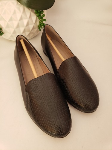 Scarpe mocassino piatto ECCO donna in pelle nera UK5