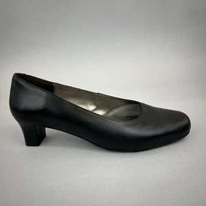 Hotter Enchant Black Heels Court Slip On Pumps Office Work Dress Shoes UK7 Wide - Picture 1 of 15