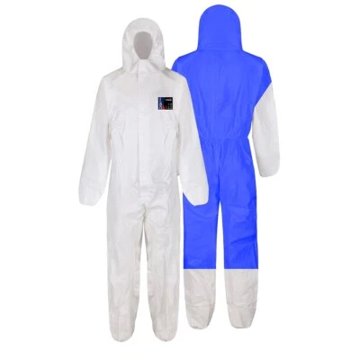 Traega DBX335 AIR Breathable Back Coverall Elasticated Cuff Zip Front White/blue - Image 1 of 4