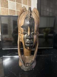 Hand Carved 1960s Tribe Head Carved By Rubin - Picture 1 of 6