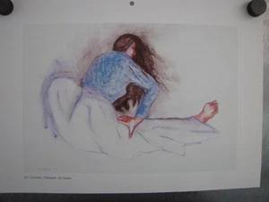 R C Gorman "Yildesbah" Beautiful Navajo Woman in Blue Calendar Page - Picture 1 of 4