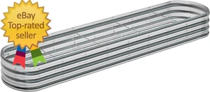 12X2X1Ft Galvanized Raised Garden Bed Kit Vegetable Boxes-Oval Metal Flower Box - Picture 1 of 12
