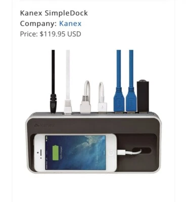 New Kanex USB3DOCK Simpledock 3-IN-1 Gigabit Ethernet Charging Station USB Hub - Image 1 of 3