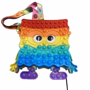 Girls fidget popper purse handbag Rainbow Colored Silicone Popper Gift - Picture 1 of 6