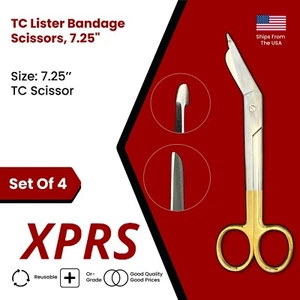 Set of 4 TC Lister Bandage Scissors, 7.25" - Picture 1 of 8
