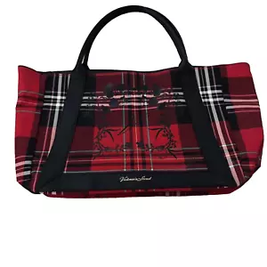Victoria's Secret Limited Edition Red & Black Plaid Tote Bag Preowned - Picture 1 of 7