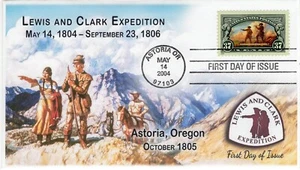 AO-3854-10, 2004, Lewis and Clark Expedition FDC, cachet aggiuntivo, Astoria OR, SC - Foto 1 di 1