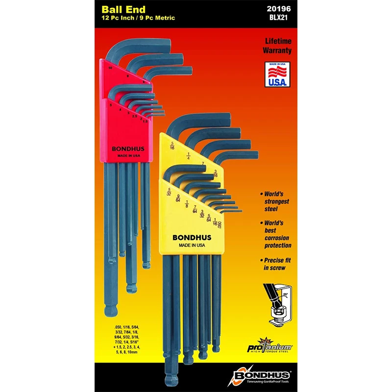 Bondhus 20196 Ball End Hex L-Wrenches Double Pack, 21 Pc. - Image 1 of 1
