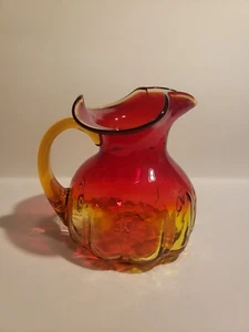 Blenko Amberina Glass Pitcher, Red And Yellow , Cadmium Yellow Glows - Picture 1 of 18