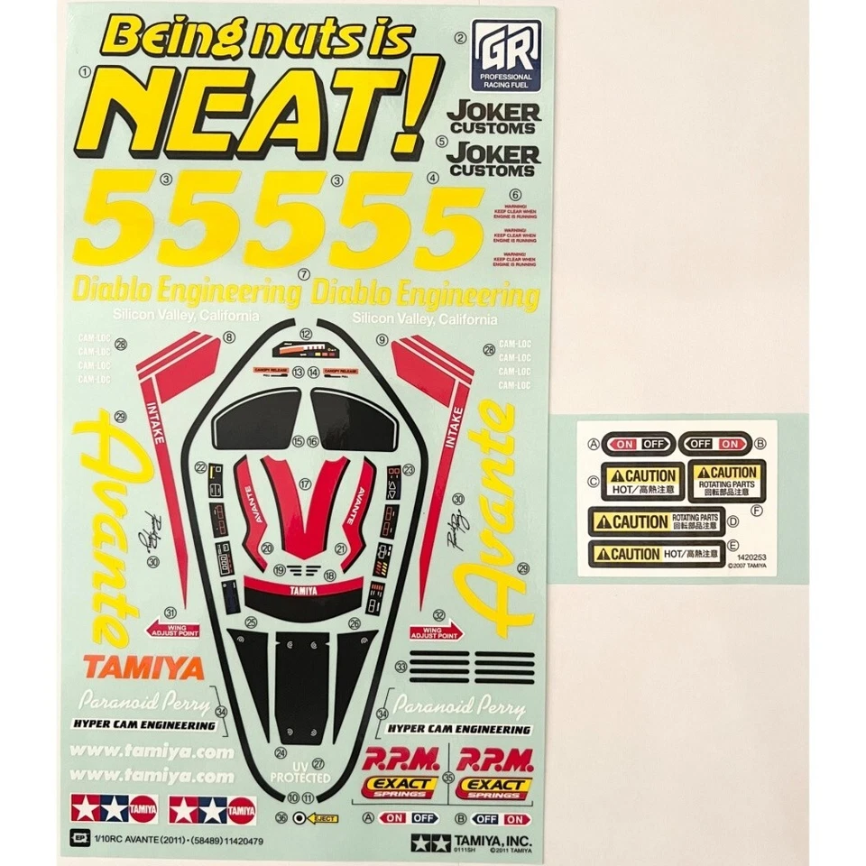 TAMIYA AVANTE 2011 1/10 Decals Sticker 19495667 W/ Tracking - Image 1 of 1