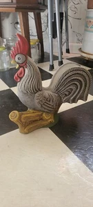 VINTAGE ROOSTER TELEVISION LAMP CERAMIC TV LIGHT BULB WIRE MISSING GRAY ROOSTER - Picture 1 of 8