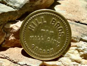 1920s MILL CITY, OREGON (MARION CO) HILL BROS. POOL HALL, BILLIARDS BRASS TOKEN - Picture 1 of 6