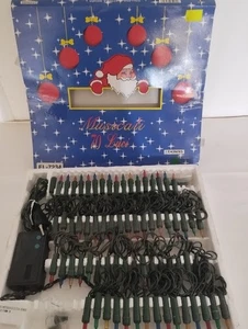 LUCI NATALE VINTAGE DENAS 70pz MusiCALI Intermittenti Multicolore NOS 80s / '77 - Foto 1 di 5