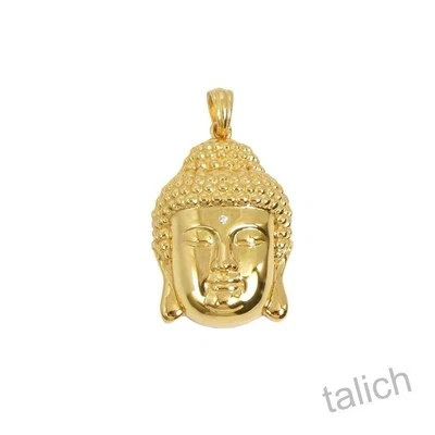 Brillante colgante con cabeza de Buda enchapado en oro de 18 quilates de plata de ley 925 con circonita cúbica gran regalo Foto 1 de 4