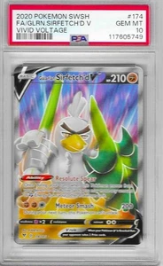 POKEMON FA GALARIAN SIRFETCH'D V #174 SWSH VIVID VOLTAGE PSA 10 GEM MINT - Picture 1 of 2