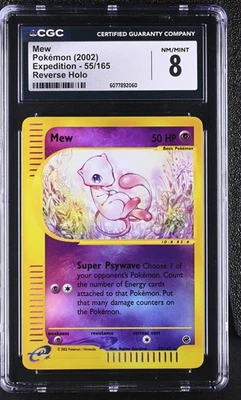 CGC 8 Mew 2002 Expedition 55/165 Reverse Holo Pokemon Card - Image 1 of 2