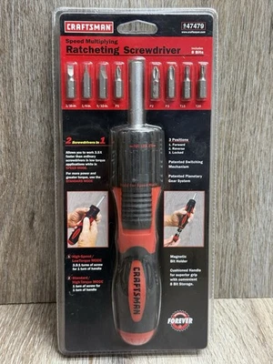 NOS SEARS Craftsman Ratcheting Bit Screwdriver Speed Multiplying 47479—FAST SHIP - Image 1 of 4
