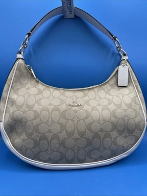 Coach F58288 Signature Harley East West Hobo- Khaki & White - Image 1 of 4