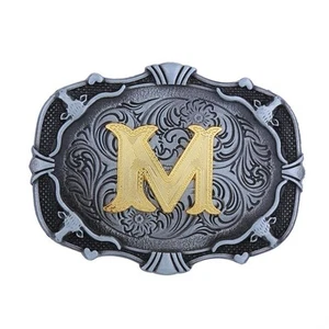 Wstern Cowboy Belt Buckle for Men Women Initial Letters ABCDJMR - Picture 1 of 6