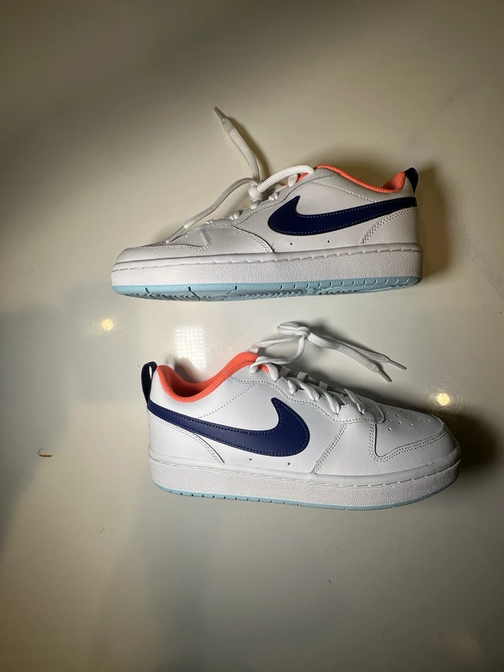 Size 7 (GS) - Nike Court Borough 2 Low White Dark Purple Dust