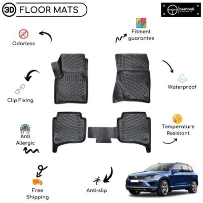 Alfombrilla de goma moldeada personalizada para Volkswagen Touareg 2010-2018 color negro Foto 1 de 4