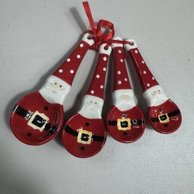 Jolly Jar Santa Christmas measuring spoons 4 pc. set by Gibson Home - Image 1 of 4