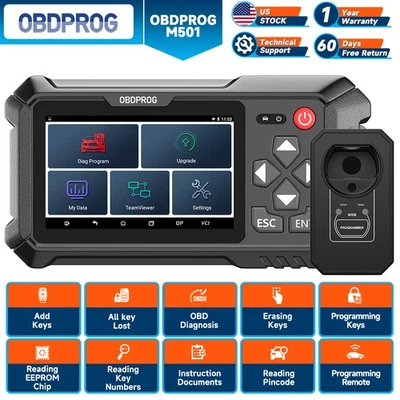 OBDPROG M501 Car Key Programming OBD2 Scanner Auto Immobilizer Locksmith Tool - Image 1 of 4