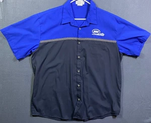 Motorcycle Mechanics Institute Work Shirt Mens 2XL XXL Checkered Race Stripe VTG - Picture 1 of 8