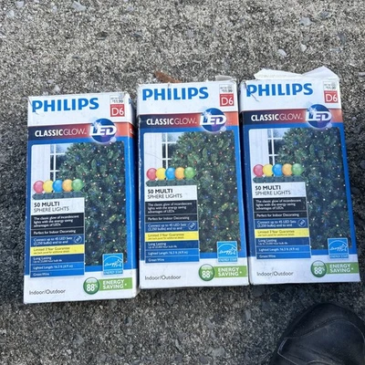 PHILIPS 50 D6 Christmas Lights Multi CLASSICGLOW  Globe. Indoor/Outdoor LED FS - Image 1 of 3
