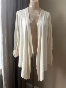Leichter Damenpullover Loft beige vorne offen zum Hochkrempeln Ärmel Small - Bild 1 von 4