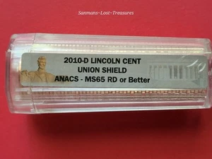 2010 D U.S. Union Shield Lincoln Cent Rolls First Year ANACS MS65 RED Or Better - Picture 1 of 4