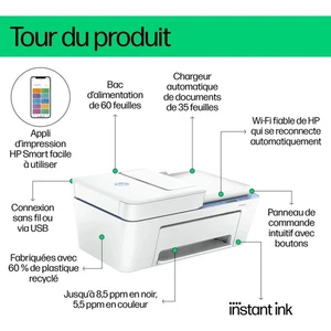 Imprimante jet d'encre HP DeskJet 4222e éligible Instant Ink - Zdjęcie 1 z 7
